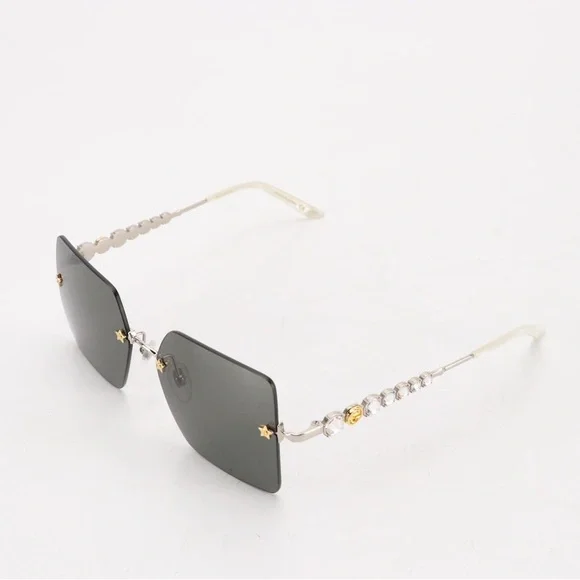 Gucci Square Sunglasses with Star Stud and Rhinestone Details with case - Picture 2 of 7
